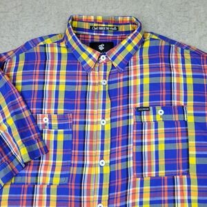 Rocawear Classic Shirt Mens 4XB Big Blue Plaid Short Sleeve Button Down